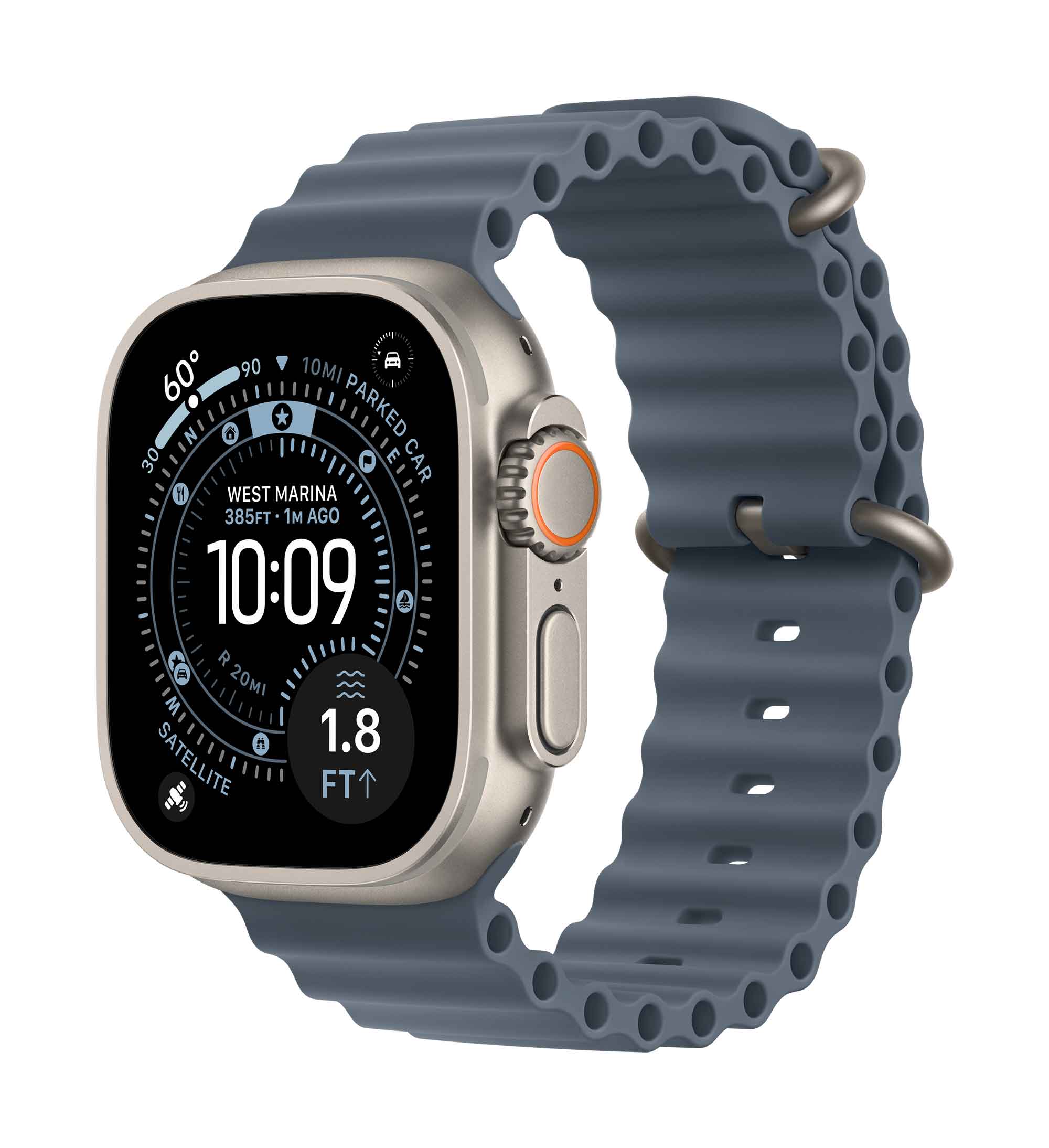 Apple_Watch_Ultra_3_49mm_Natural_Titanium_Anchor_Blue_Ocean_Band_34FR_Screen__USEN Apple_Watch_Ultra_3_49mm_Natural_Titanium_Anchor_Blue_Ocean_Band_34FR_Screen__USEN